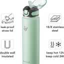 Enerbone 32 oz Insulated Water Bottle, Stainless Steel Bottle with Carrying Strap, Double-Wall Vacuum Insulation Design, Leakproof Sports Bottle with Straw, Keep Drinks Cold or Hot for Hours (Oasis)