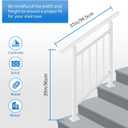 Upgrade 2 in 1 Stair Handrail&Horizontal Railing, Adjustable 3 Step Stair Railing Kit, White Wrought Iron Handrails for Outdoor Steps,Concrete,Wood, Deck and Porch Hand Rails, with Installation Kits