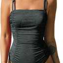 CUPSHE Women's One Piece Swimsuit Square Neck Sparkly Bathing Suit Large