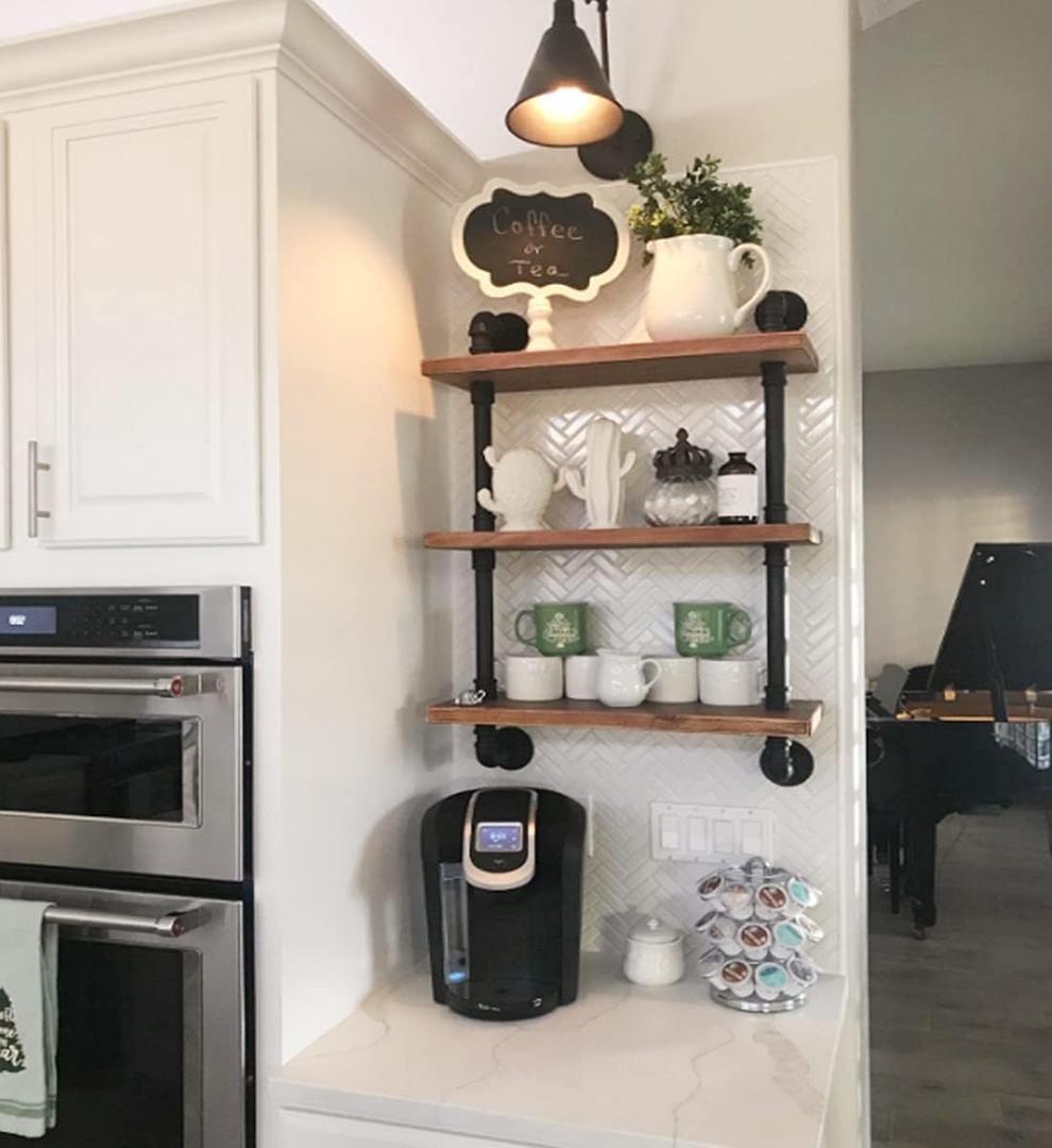 DR.IRON Industrial Pipe Shelving 3 Tiers Wall Mount, Rustic Storage Shelves, Retro Bathroom Shelving (Black, 32" L)