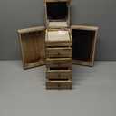 Meangood Jewelry Box Wood for Women, 5-Layer Large Organizer Box with Mirror & 4 Drawers for Rings, Earrings, Necklaces, Vintage Style, Torched Wood