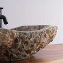 Charcoal Taupe Gray Canoe Marble Vessel Sink, 20" x 14" x 5.5", LxWxH