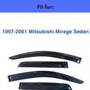 IG Window Visors Fit for 1997-2001 Mitsubishi Mirage Sedan, Out-Channel Rain Guards Vent Wind Deflectors 4PC, Car Accessories for 97-01 Mirage (Sedan Only)