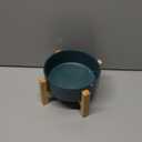 Ceramic Elevated Raised Cat Bowl with Wood Stand No Spill Pet Food Water Feeder Cats Small Dogs (Medium, Green)