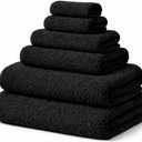 Tokla 6 Piece Lint Free Large Microfiber Bath Towels Set - 2 Bath Towels, 2 Hand Towels 2 Wash Cloths, Extra Large 32"x63" Absorbent | Quick-Dry Towels | Premium Lightweight Bath Set (Black)