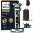 Philips Norelco Shaver i9000 Prestige Ultra, Wet & Dry Electric Shaver, Dark Slate, SenseIQ Pro Technology, Triple Lift & Cut System, 360 Rotating NanoTech Precision Blades, Quick Clean Pod, XP9402/86 (i9000 Prestige + Charge Stand, QCP & Trimmer, Black)