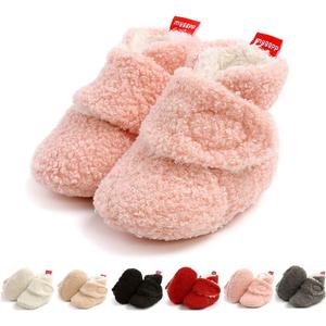 Ohwawadi Infant Baby Slippers Girls Boys Booties Warm Baby Socks Shoes Newborn Crib Footwear Prewalkers (12-18 Months Toddler, M1982 Pink)