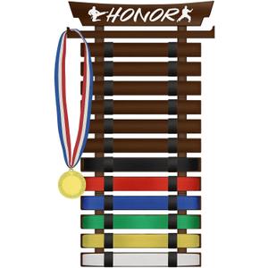 SD FACTORY 12 Belts Karate Belt Display Rack with Stickers Wall Mounted Taekwondo Belt Display No Assembly Required BJJ Kids and Adults Hanging Stands