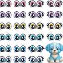 PH PandaHall 24 Pairs 6 Colors Felt Eyes with Lashes, 2 Styles Colorful Oval Eye Kawaii Felt Eye Crochet Patches Amigurumi Craft Eyes for Plush Puppet Teddy Bear Crochet Animals Crafts Making