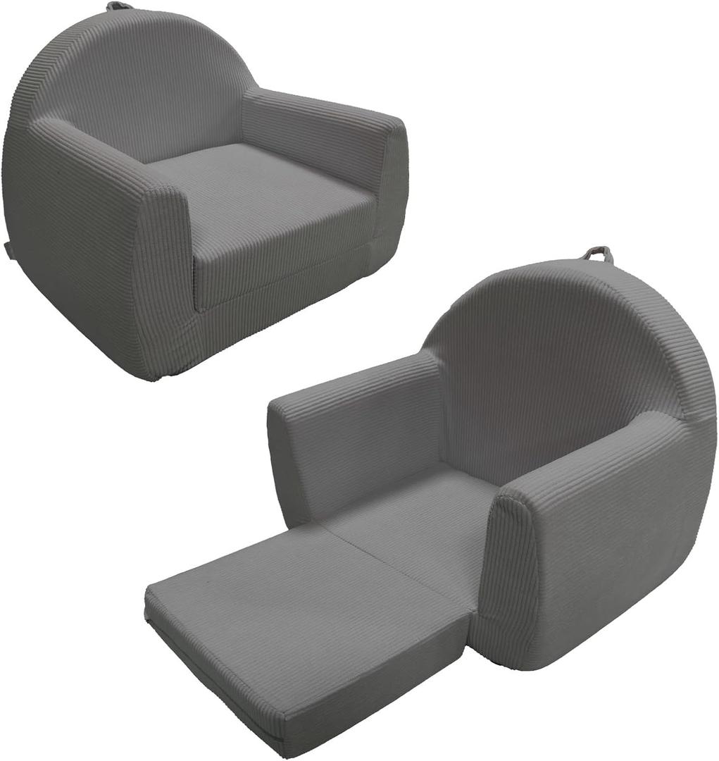 Toddler Couch, Soft Kids Couch Bed Fold Out, 2-in-1 Kids Chairs Comfy, Toddler Chairs Comfy 1-11 Years Old，Toddler Chairs Comfy, Kid Sofa Lounge Chair(100% Polyester, Dark Grey, 27.5"×17.7"×20.8")