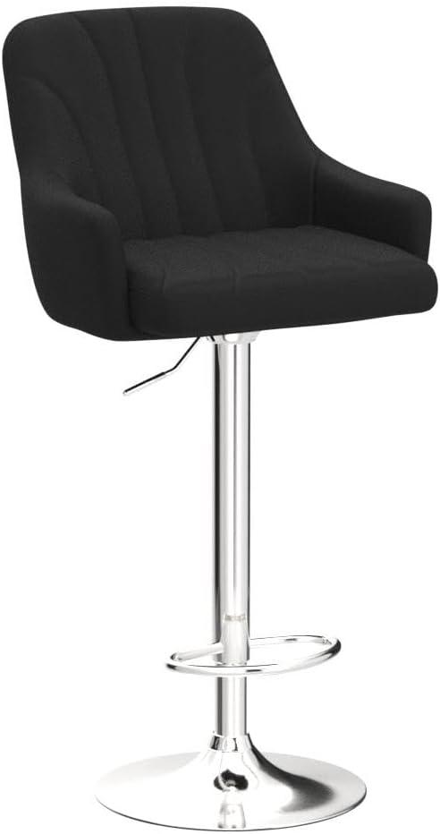 VECELO Bar Stools Set of 1, Adjustable Barstools, Counter Height Stools with Back and Arm, Kitchen Island Stools, Swivel PU Chairs for Pub, Dining Room, Modern Style, Black