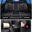 Huidasource Rear Seat Cover, Nappa Leather Back Seat Cover Velcro Adjustable, Compatible with Armrests, Seat Belts, Child Safety Seats, Fit for Most Cars SUVs Trucks (Back Row/Black&Red)