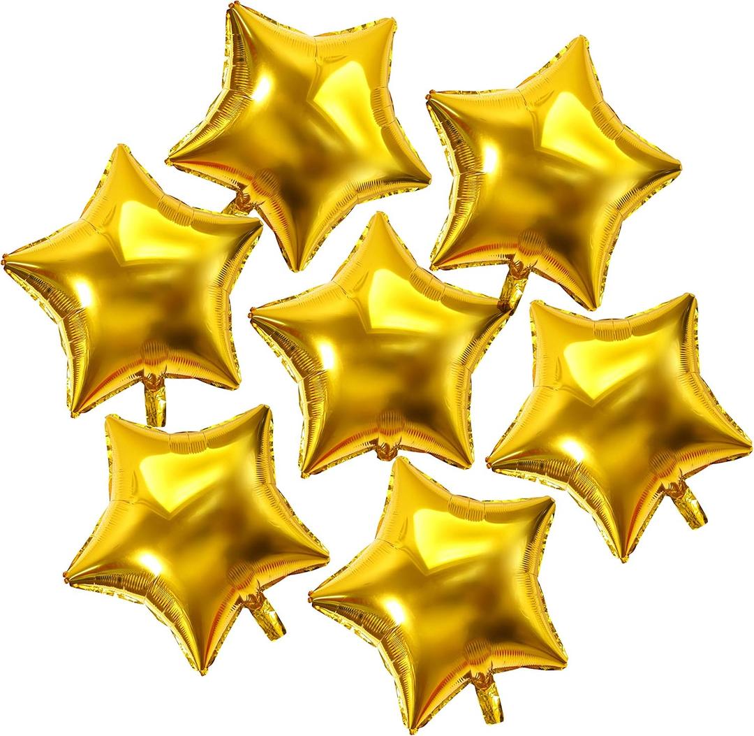 10inch Twinkle Little Gold Stars Shaped Foil Mylar Balloons 1st Birthday Helium Balloons Wedding Bridlal Shower New Years Graduation Party Favors Balloons Decorations, 50PC