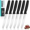 HAUSHOF Steak Knives Set of 6, Serrated Steak Knives, Premium Stainless Steel Steak Knife Set with Gift Box, Black Handle