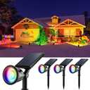4 Pack Color Changing Solar Powered LED Spotlights Outdoor Waterproof Ultra Bright Sunset Spot Lights for Christmas Decorations, Snowman, Santa Claus, Outside Landscape Uplights for Wall, Garden, Yard