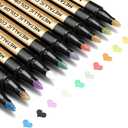 JR.WHITE Metallic Paint Markers, 10 Colors for Scrapbooking, Rock Painting, Black Paper, Photo Album, DIY Arts & Crafts, Glass, Wood, Graduation Scrapbook Supplies, Card Making
