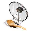 iPstyle Pan Lid Holder Progressive Lid and Spoon Rest Shelf 304 Stainless Steel Pan Lid Organizer Kitchen Decor Tool