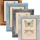 XUANLUO 5x7 Picture Frames Set of 4 Rustic Retro Photo Frame with HD Plastic Cover for Wall Mount and Tabletop Display Family Friends Wedding Gift (Mix Color-4 Pcs)