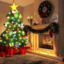 B bangcool DIY Felt Christmas Tree 26Pcs Xmas Ornaments 3.2ft DIY Christmas Tree Wall Hanging Xmas Gifts Christmas Decorations