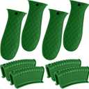 Patelai 8 Pcs Silicone Pot Holders Cast Iron Handle Cover Heat Resistant Pot Handle Covers Potholder Non Slip Reusable Pan Sleeve for Frying Pan Kitchen Supplies (Matcha Color)