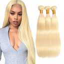 #613 Blonde Bundles Straight Bundles Human Hair 22 22 22 Inch Unprocessed Brazilian Virgin Weave Hairs Honey Blonde 3 Bundle 50 Gram Per Bundle Human Hair Extensions