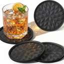 Silicone Coasters for Drinks[4 Pack]- Cup Mat for Tabletop Protection-Non-Slip, Non-Stick, Coffee Table Decor, Great Gift for Any Occasion, Black