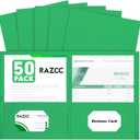 Two Pocket Folders, RAZCC 50 Pack 2 Pocket Folders Fit Letter Size Paper, Paper Folders with Pockets for School Office Business Home (Green)