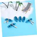 Sewroro 6 Pcs Miniature Rowboat, Wooden Boat Mini Rowboat Blue Wood Boat with Oars Canoe Model Figurines for Fairy Garden Home Decor (6.20X2.00X1.00CM, Assorted Color)