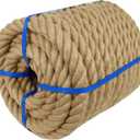 1-1/2 Inch Natural Jute Rope, 100 Feet Thick Hemp Rope, 4 Strands Twisted Manila Ropes for Docks, Nautical, Raliings, Decorating, Indoor/Outdoor Use