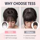 TESS Clip in Bangs Real Human Hair 360 3D Cover Clip on Bangs for Women Daily Wear Natural Look 10 Inch Wispy, Medium Brown