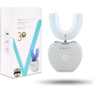 Sani White Ultrasonic Toothbrush, Ortho Sparkle Sonic Glow Brush, 360 Brite Toothbrush Adult U Shaped Ultrasonic Tooth Cleaner Teeth Whitening Light Electric Automatic Hands Free