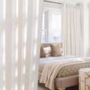 NICETOWN Linen Cream Curtains for Living Room 96 inches Long, Rod Pocket & Back Tab Semi Sheer Window Treatments Privacy Added with Light Filtering Drapes for Bedoom, W55 x L96, 2 Panels