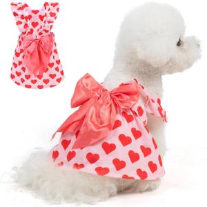 BINGPET Dog Valentines Outfit Dog Dress with Bowknot Puppy Clothes for Small Medium Dogs Cats Boys Girls Pets Birthday Wedding Holiday