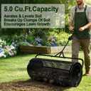 Compost Spreader 44 Inch Push/Tow Peat Moss Spreader with Installation Support, Powder-Coated Metal Mesh Roller Spreader for Manure , Lawn Care, Garden Spreading, Top Dressing & Mulch - Soil Spreader