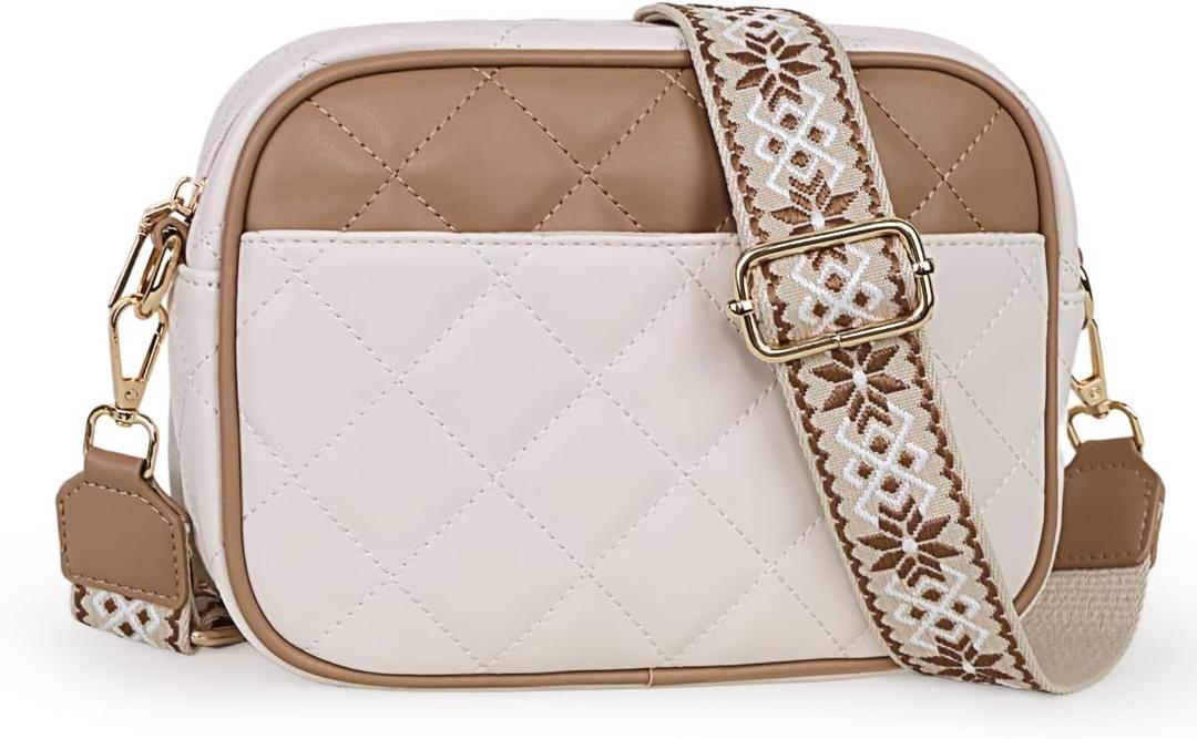 Prite Quilted Crossbody Purse for Women, Vegan Leather Bag with Shoulder Strap, Small Purse with Card Slots