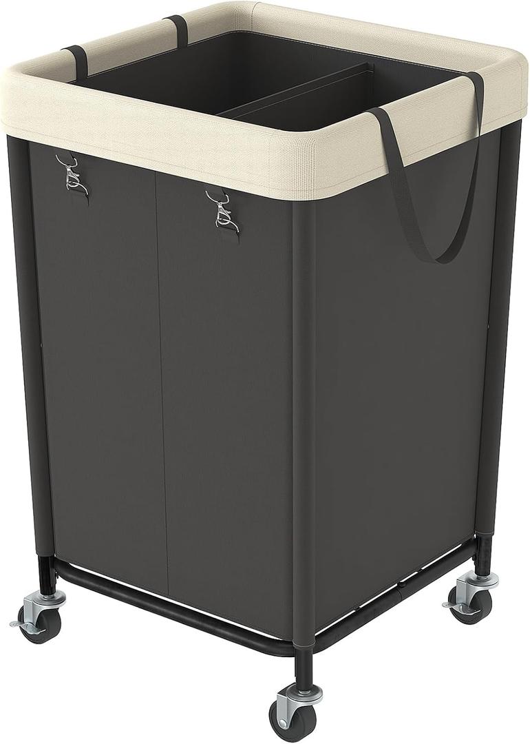 WOWLIVE 160L Rolling Laundry Hamper with Wheels, Heavy Duty Laundry Basket, Large Laundry Cart with Steel Frame and Removable Bag, Dirty Clothes Hamper for Home, Closet, Dorm, Bathroom, Black (160L (18.318.330in))