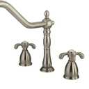 Kingston Brass KB1798TXBS French Country Widespread Kitchen Faucet with Brass Sprayer, Brushed Nickel