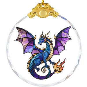 2 x Dragon Christmas Ornaments for Tree Decoration, 2.75in Glass Decorative Hanging Ornaments, Xmas Tree Dragon Decor, Holiday Presents, Gift Exchange Ideas (Aurora Violetwing)