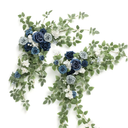 Ling's Moment 2PCS Dusty Blue Artificial Floral Swags Centerpieces Wedding Flower Rose Garland Greenery Arrangements for Sweetheart Table Decor Backdrop Arch Flowers Wall Home Garden Decorations