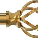 VOIIY Gold Curtain Rod 30-42 Inch, Brushed Brass Decorative Curtain Rods for Windows with Twisted Cage Finials, 3/4" Adjustable Heavy Duty Window Treatment Rods for Living Room, Bedroom, Kitchen