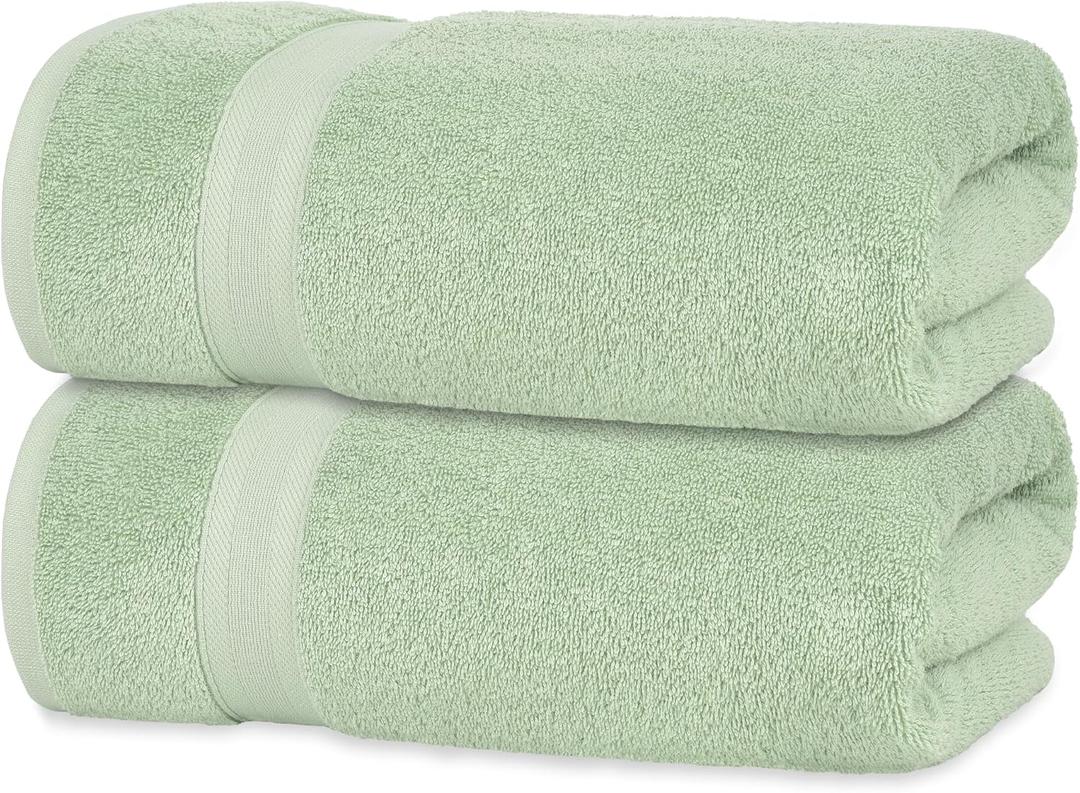 Quick-Dry, Soft & High Absorbent Jumbo Bath Sheet 35"x70" Cotton Turkish Bath Towel Set of 2 | Daily Use 100% Cotton for Bathroom, Gym & More | Bathroom Towels Set (2 Pcs, Green)
