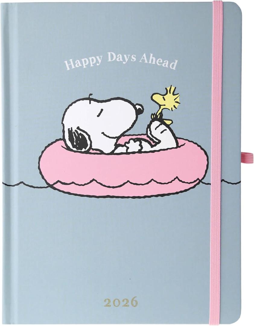July 2025 Dec. 2026 Planner by Graphique, Weekly and Monthly Planner, 18 Months Calendar, Hardcover, Peanuts Pink Floatie, 6 x 8