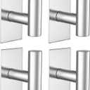 VAEHOLD Wall Towel Hooks, Heavy Duty Sticky Holder Waterproof Towel Hooks for Hanging Coat, Clothes, Closet Hook Wall Mount for Kitchen (Silver, Adhesive 4 Pack)
