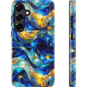 Esdot for Samsung Galaxy S24 Case, Aesthetic Vintage Blue Starry Waves Girly Shell,Compatible with Magsafe,Trendy Unique Cool Retro Western Protective Slim Silicone Phone Cover for Women Girls
