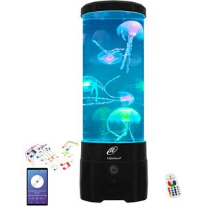 Lightahead LED Sensory Jellyfish Aquarium Lamp with Bluetooth Speaker and Color Changing Light Effects. Majestic and Standing Tall at 12 Inches! Medium (12 Inches Tall)