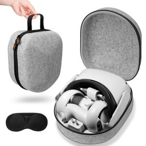 sarlar Carrying Case Compatible with Meta/Oculus Quest 2 and Accessories, Hard Travel Bag for Lightweight and Portable Protection (Gray)