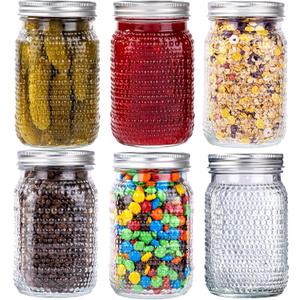 WELLIFE Mason Jars 32 oz, 6 Pack Quart Mason Jars Wide Mouth for Pickling,Canning, Decoration, Fermenting and Food Storage,Microwave & Dishwasher Safe