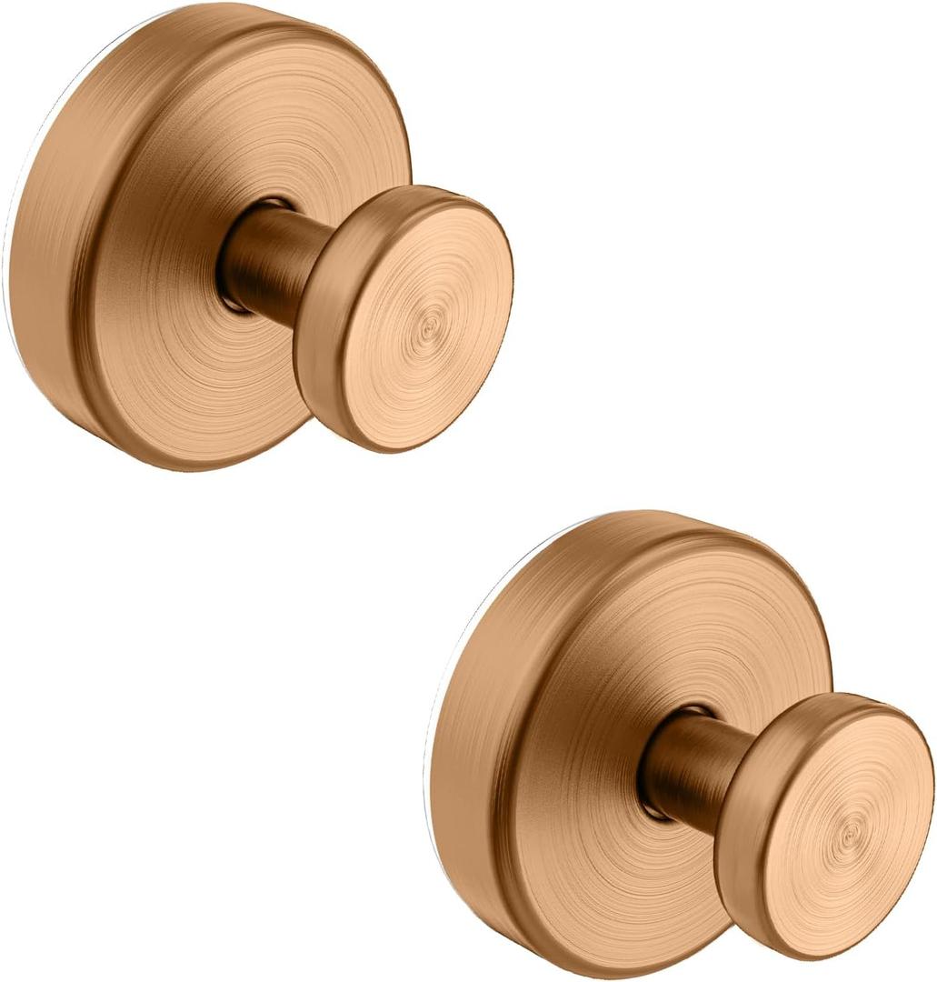Bntuk Suction Cup Hooks for Shower, Bath Robe Looafh Wreath Hook for Hanging - 2 Pack, Champagne Bronze