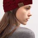 Loritta Womens Ear Warmers Headbands Winter Warm Fuzzy Cable Knit Head Wrap Fleece Lined Gifts (Pure Color- Pure Wine Red(1 Pack))