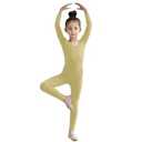 Wildarms Girls Kids Long Sleeve Dance Unitard Bodysuits Full Body Leotard for Ballet, Gymnastics, Performance, Costumes (Beige, 1-3)